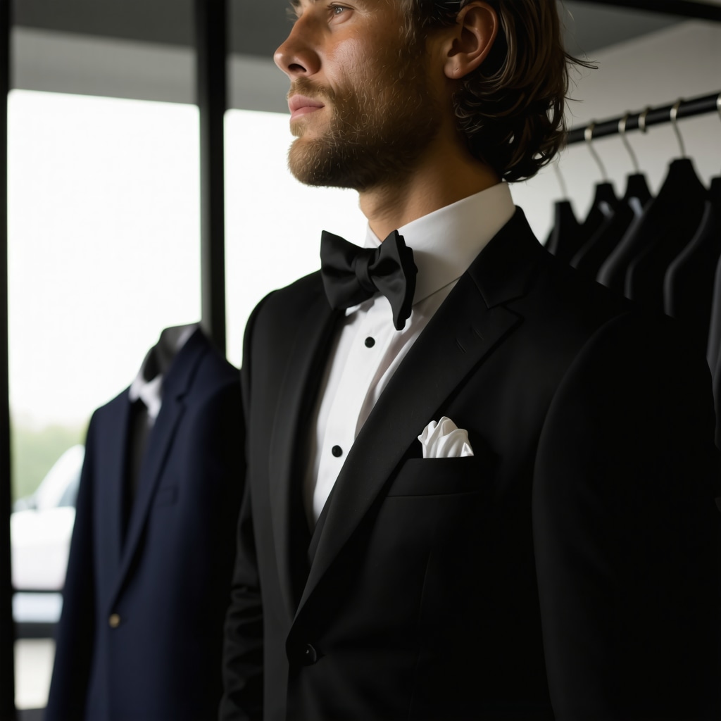 Tuxedo being pressed with care in an eco-friendly dry cleaning setup