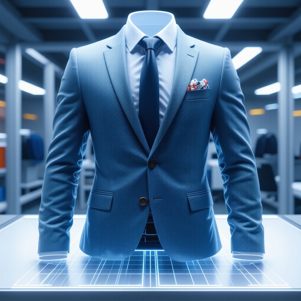 AI-powered fabric scanning technology analyzing fibers for advanced suit maintenance