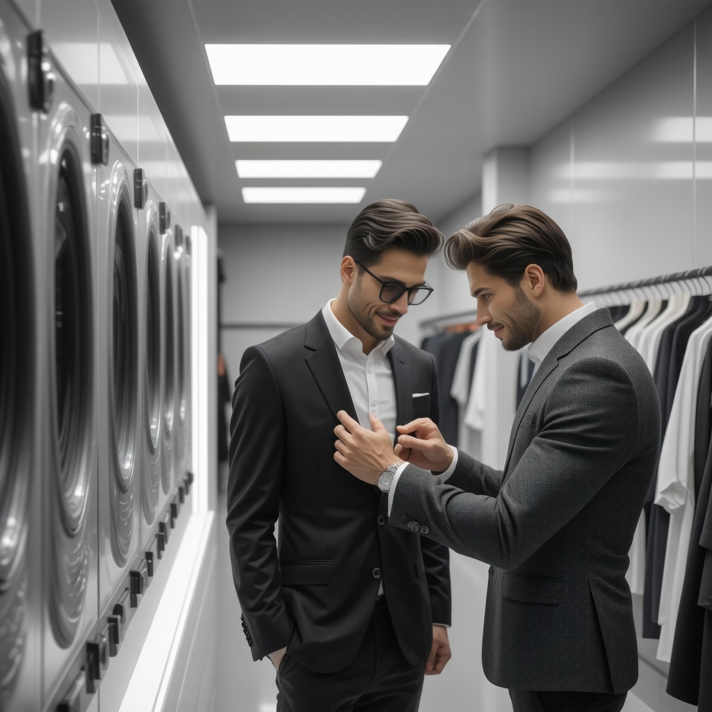 Modern dry cleaning facility in Tampa Bay with AI fabric analysis and eco-friendly solvent technology