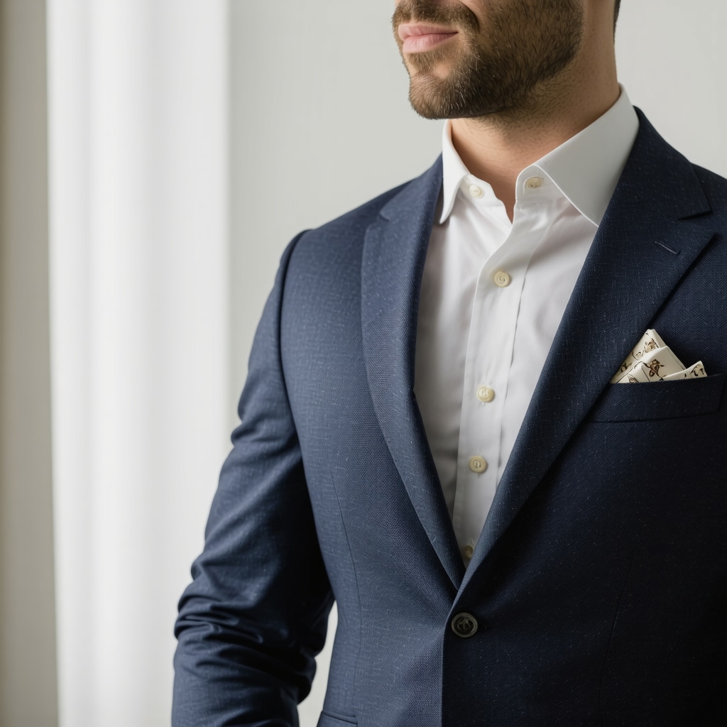Luxury wool suit being treated with eco-friendly solvents and precision pressing by Tampa Bay professionals