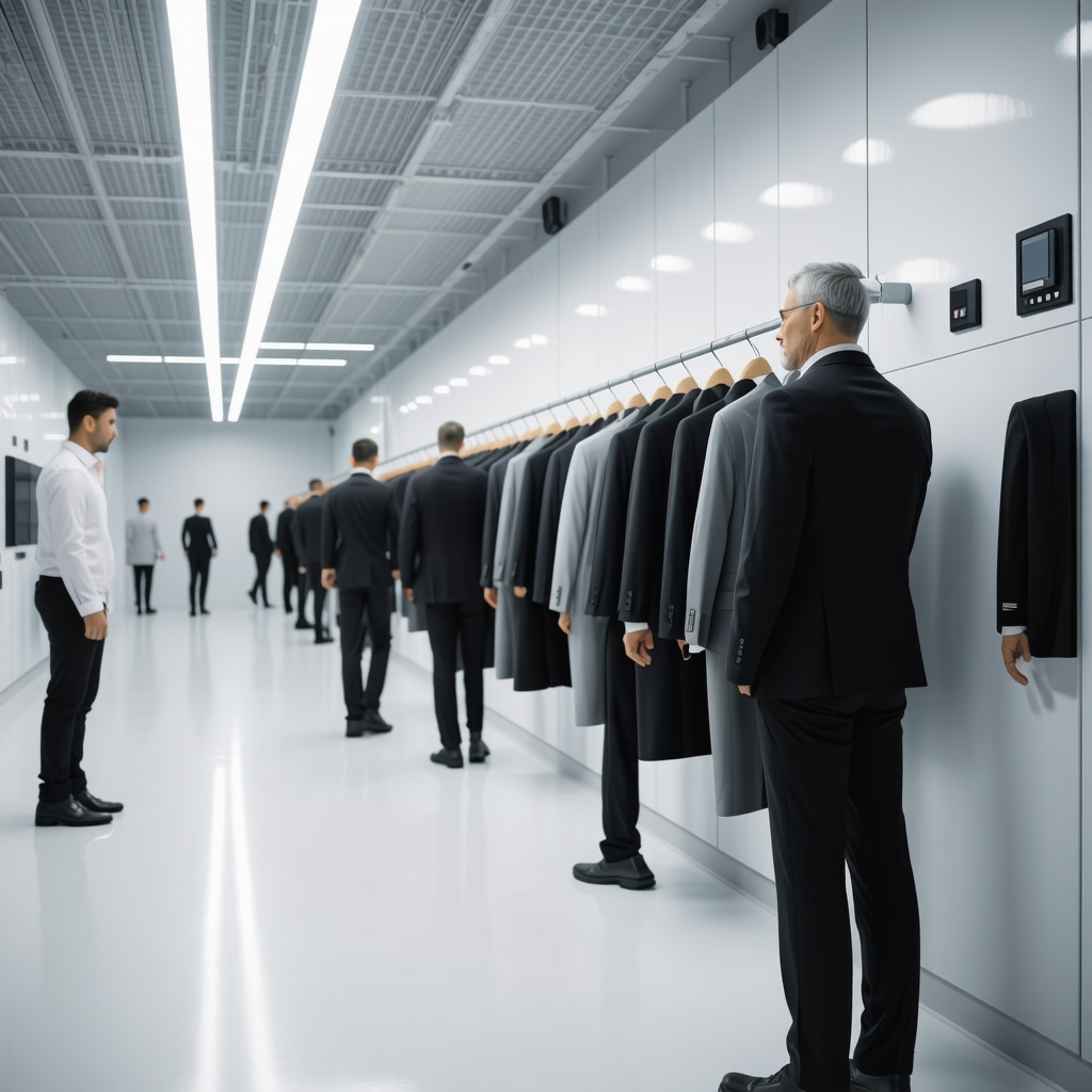 Technicians using AI fabric analyzers and eco-friendly equipment for same day suit cleaning in Palm Harbor