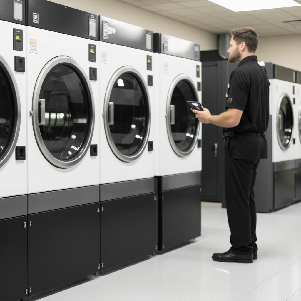 High-tech dry cleaning machines and digital monitoring systems in a Tampa Bay facility