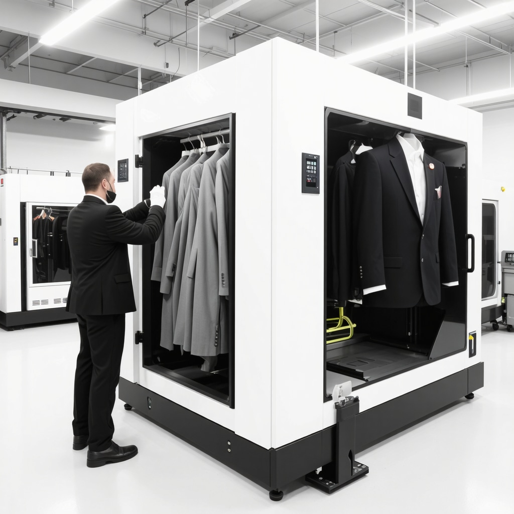 Modern dry cleaning equipment with green solvent technology used for suits in Tampa Bay