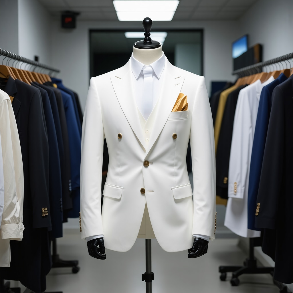 White suit being cleaned with advanced enzyme and nano-coating technology in Tampa Bay dry cleaner