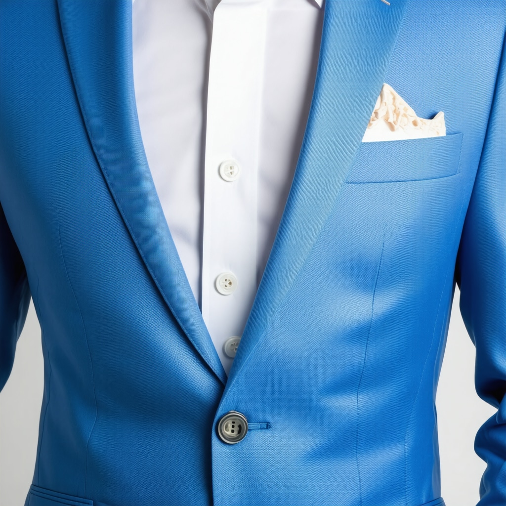 Close-up of enzymatic cleaner being applied gently to a suit fabric showing sustainable stain removal in a humid climate