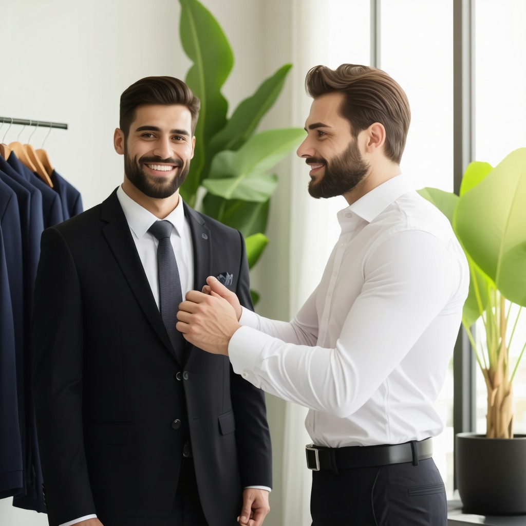 Tampa Bay professional handing suit to technician in eco-friendly cleaning facility