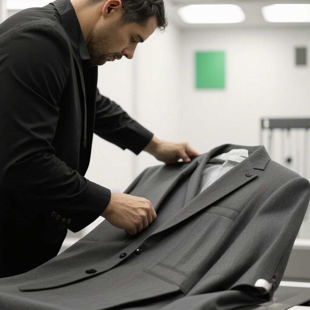 Professional dry cleaner pressing a wool suit with steam infusion technology in Palm Harbor