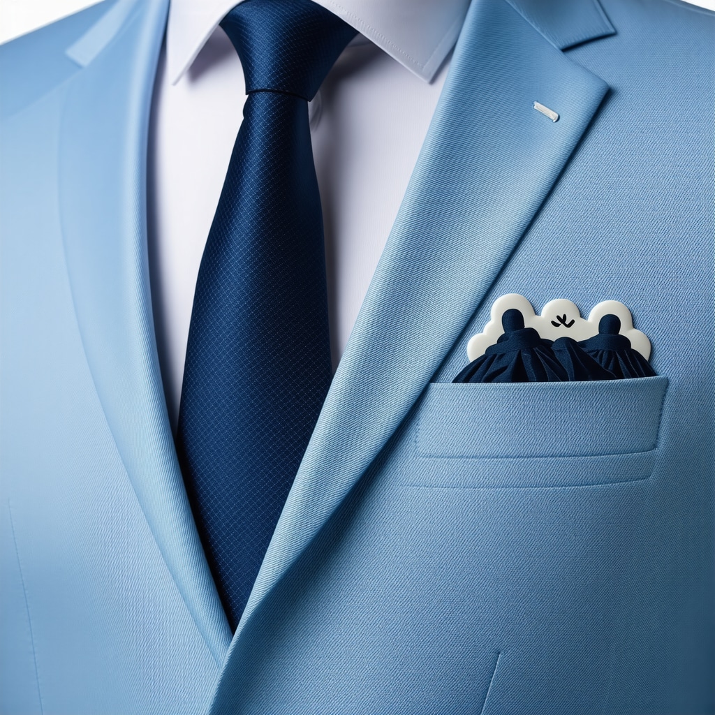 Close-up of advanced suit fabric texture with eco-friendly dry cleaning icons