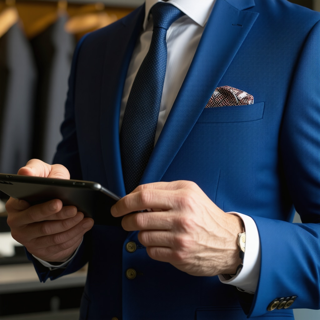 Technician monitoring RFID tagged luxury suits with IoT sensors in Tampa Bay concierge cleaning service