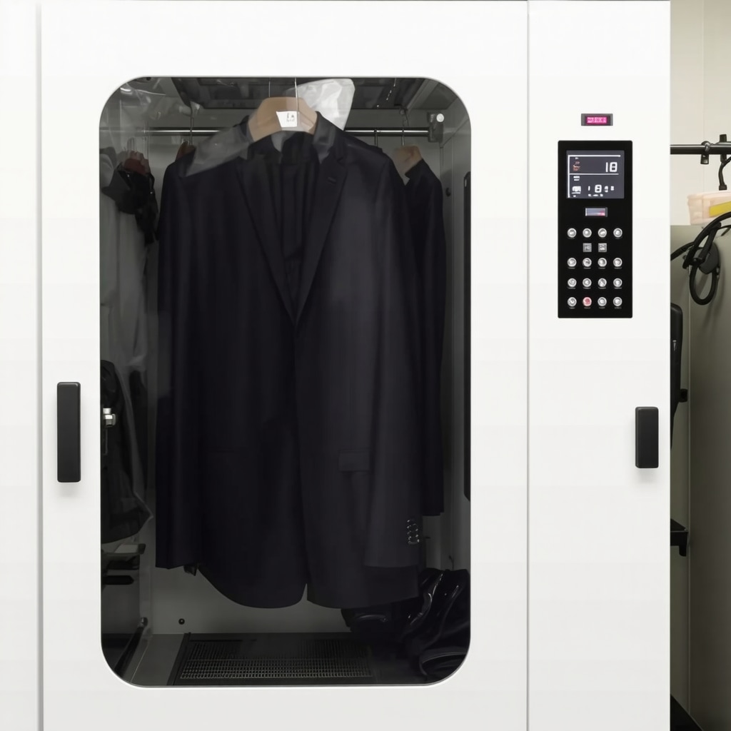 Suit drying chamber with digital humidity and temperature controls in Tampa Bay dry cleaning facility