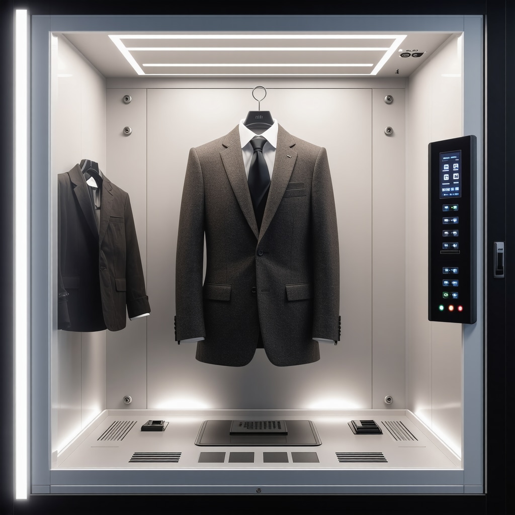 Advanced microclimate-controlled pressing chamber regulating temperature and humidity for wrinkle-free suit care