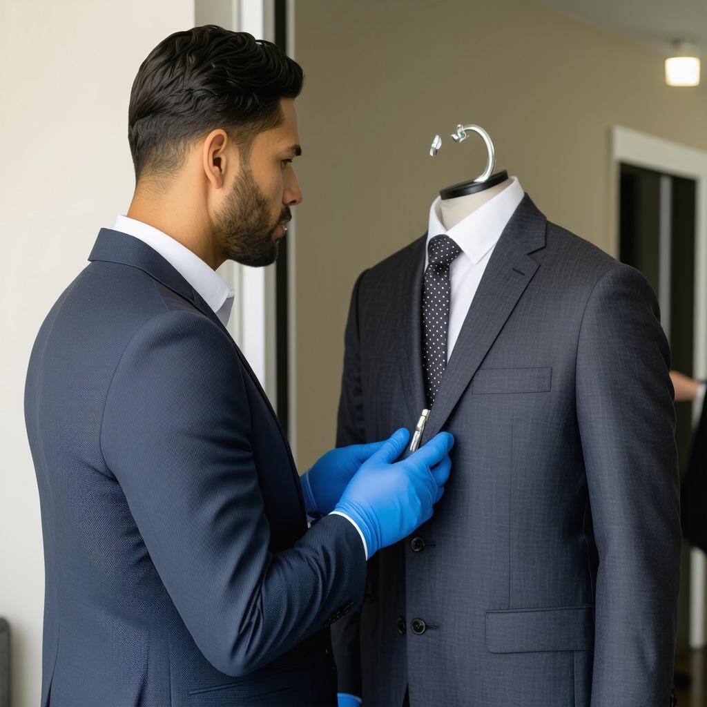 Technician performing eco-friendly mobile suit cleaning with digital fabric analysis in Tampa Bay