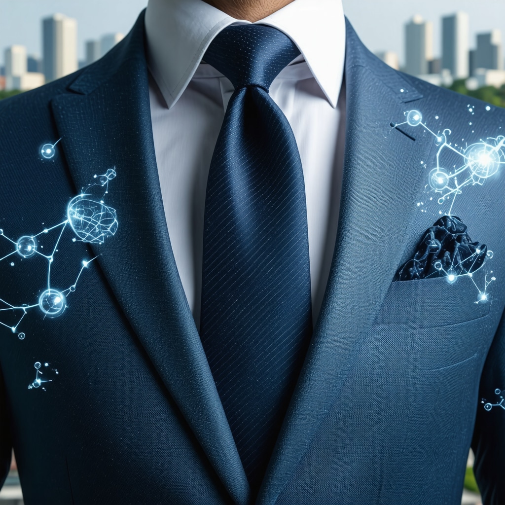 Luxury wool suit fabric with nanotechnology protective coating illustration in Tampa