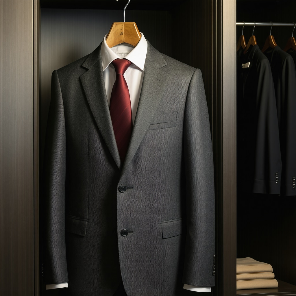 Smart garment bag with sensors and ventilation preserving a luxury wool-blend custom suit