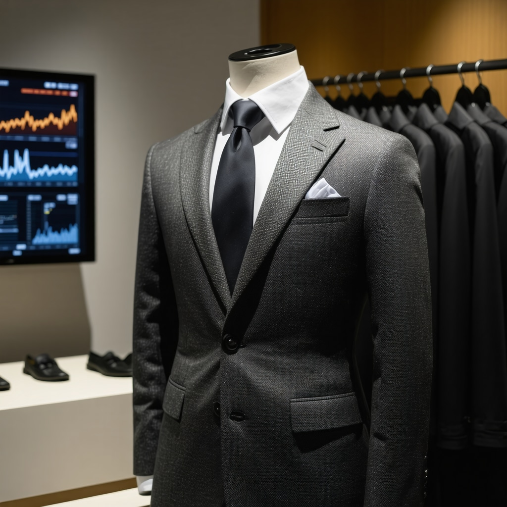 High-tech wool suit with embedded sensors and digital monitoring display in Tampa
