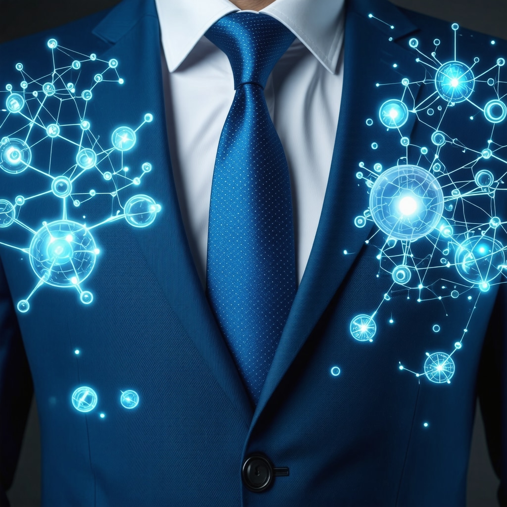 Close-up of Tampa Bay suit fabric with smart antimicrobial and moisture-wicking technology visualization