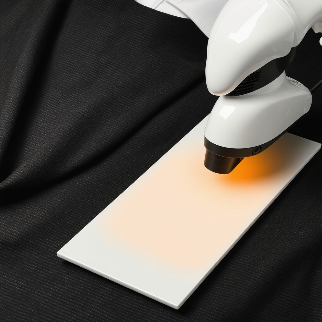 Ultrasonic cleaning and infrared pressing on a wool suit fabric