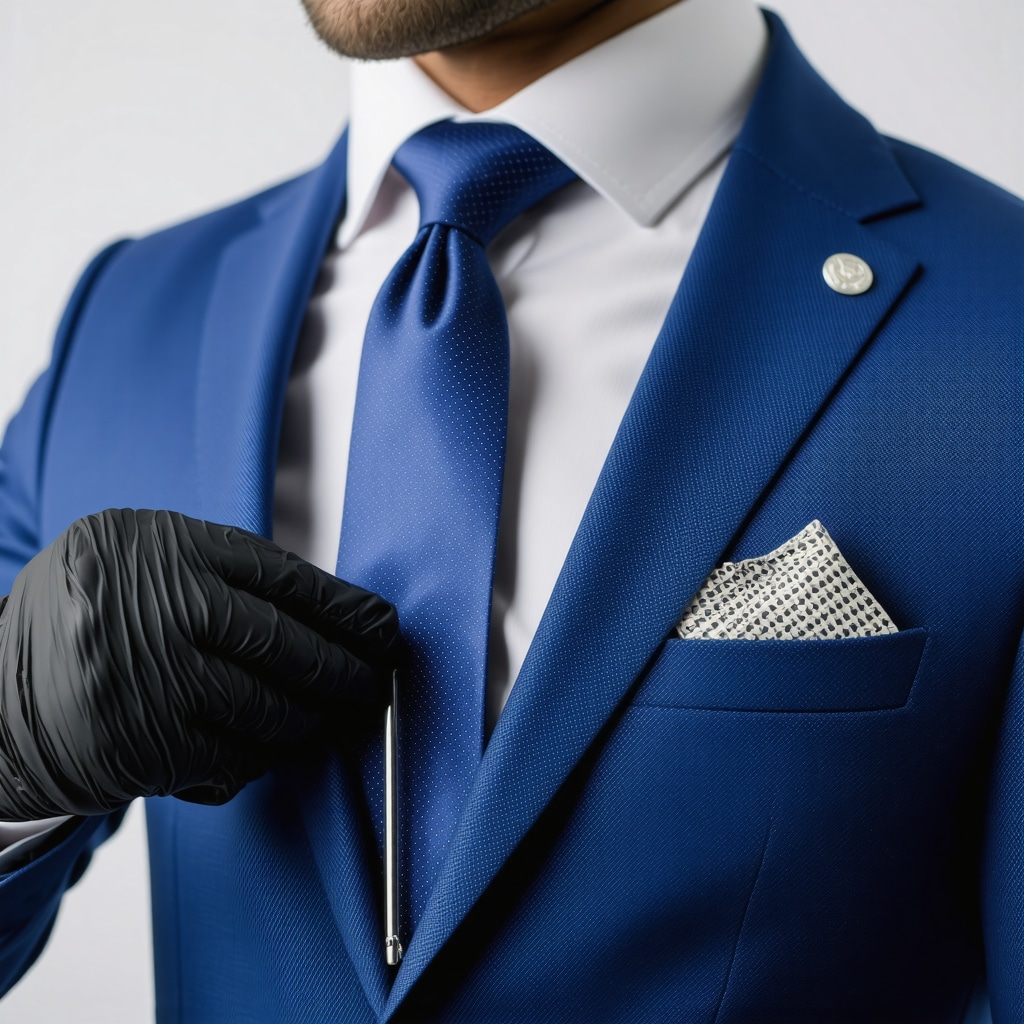 Expert applying nanotechnology fabric treatment to suit in Tampa Bay dry cleaner.