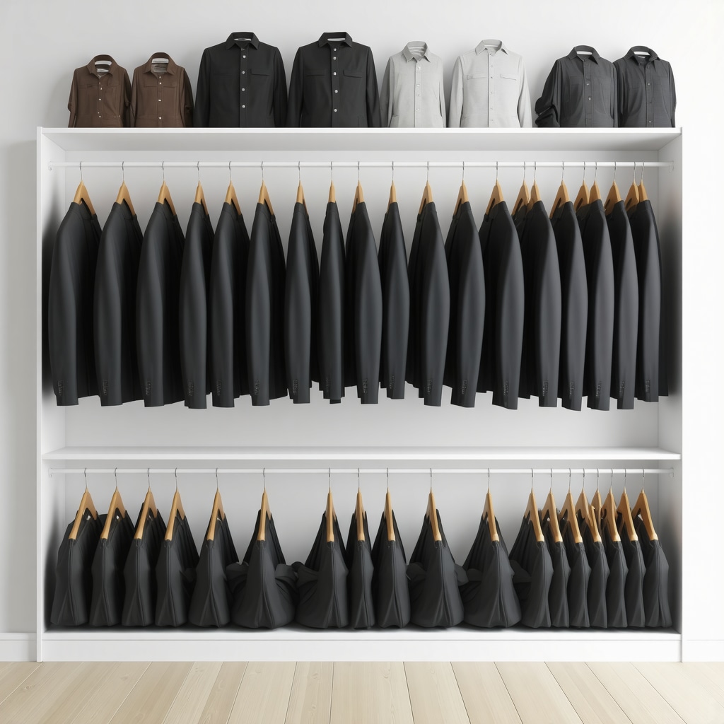 Luxury wardrobe with climate-controlled suit storage and breathable garment bags