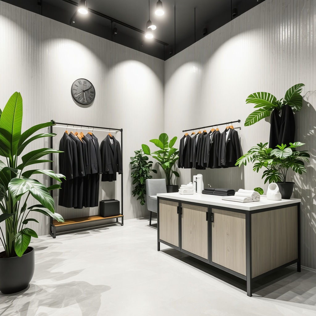 A clean, modern suit cleaning facility emphasizing eco-friendly practices and advanced technology in Tampa Bay.