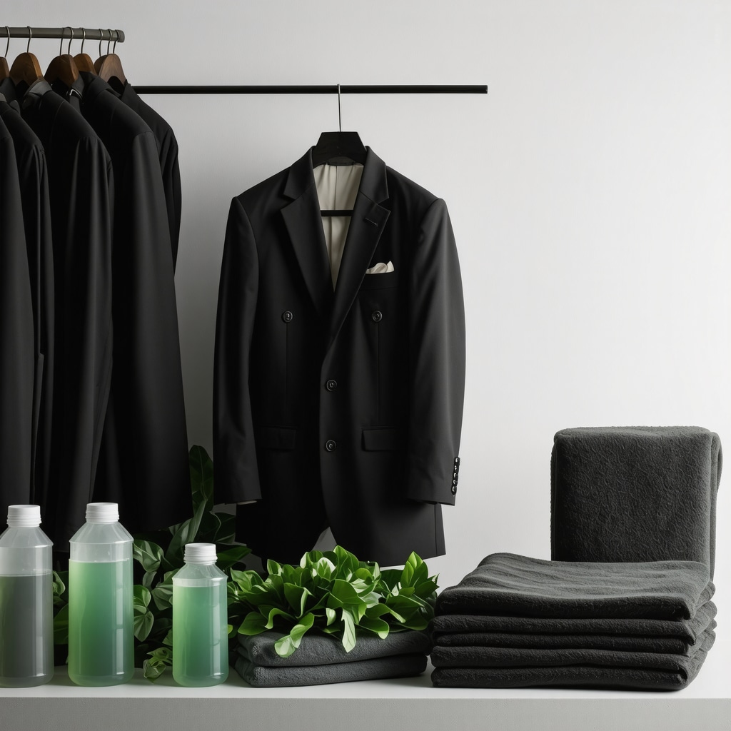 Professional dry cleaner applying solvent to a wool suit fabric in a modern eco-friendly facility in New Tampa