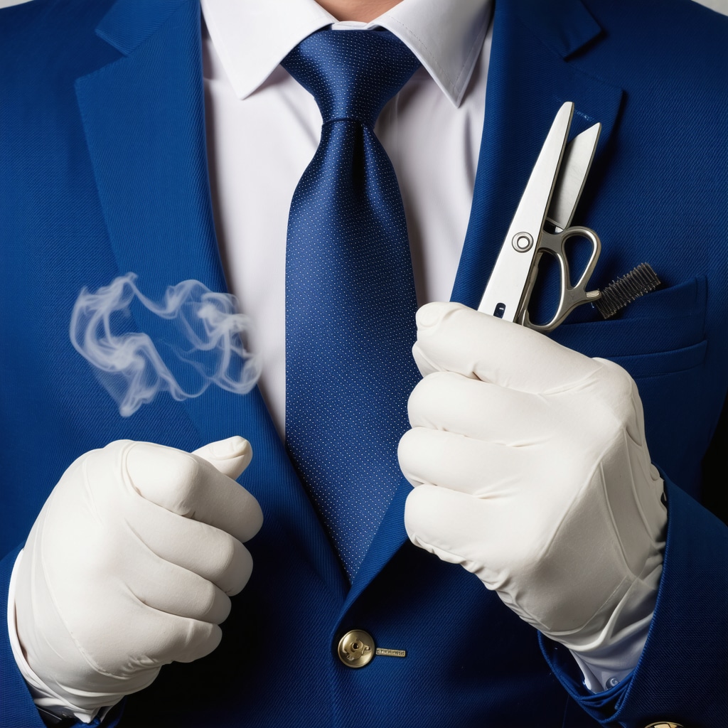 Professional suit pressing with steam press and fabric care tools in Tampa Bay