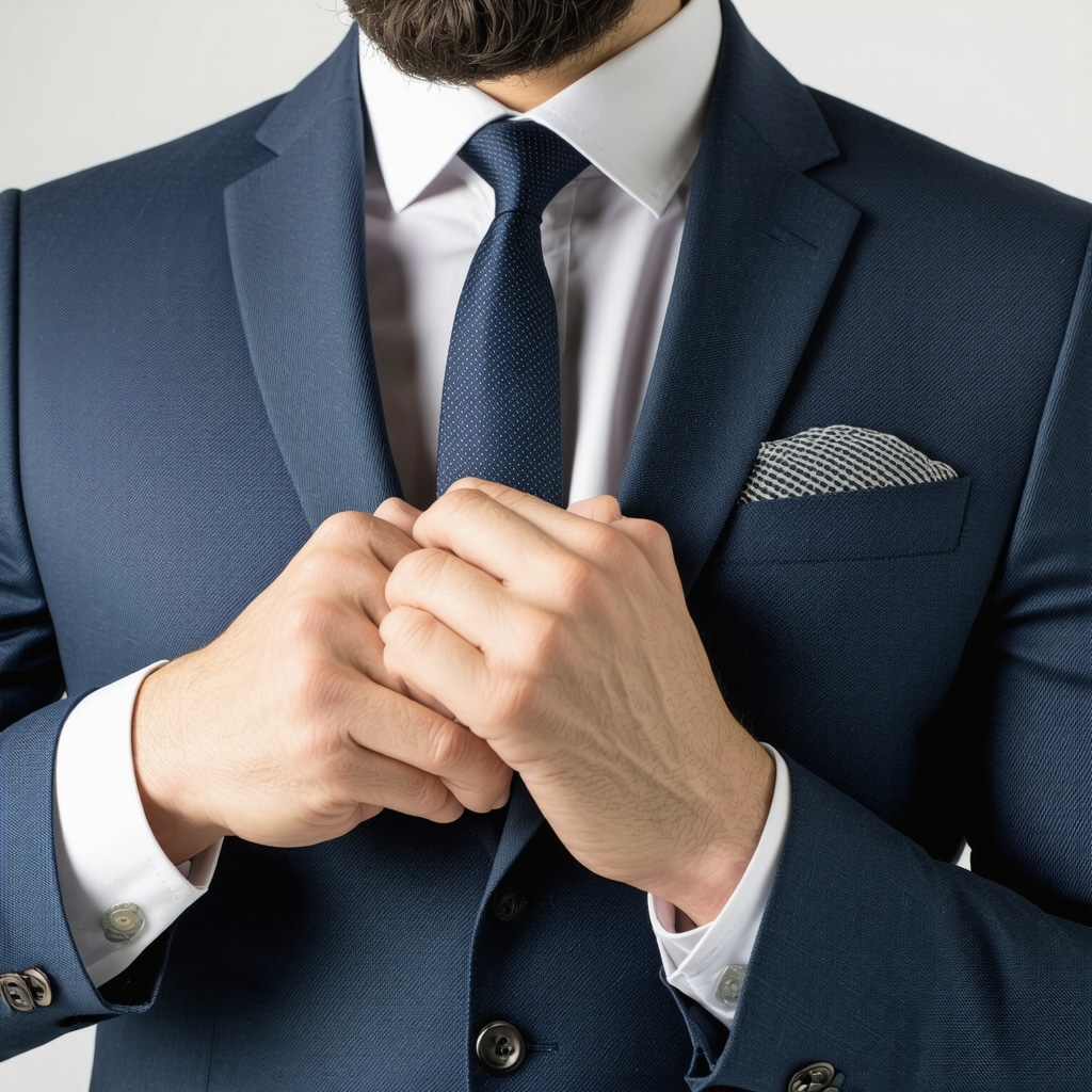 Professional demonstrating suit preservation techniques with eco-friendly spray