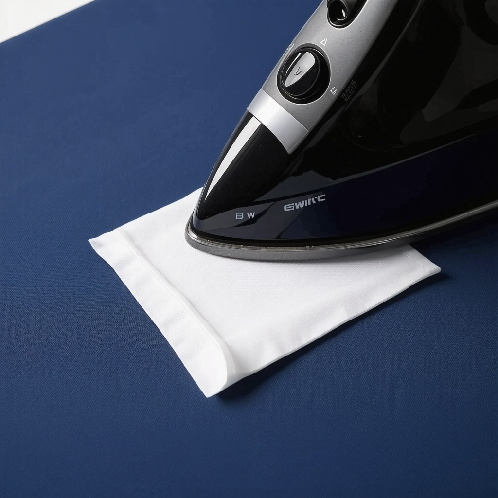 Iron and pressing cloth carefully used on suit fabric demonstrating advanced pressing techniques