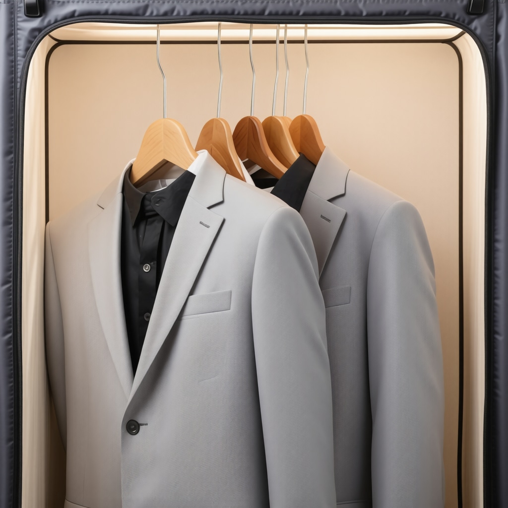 Tampa Bay wardrobe featuring humidity-controlled garment bags and cedar hangers with well-maintained suits