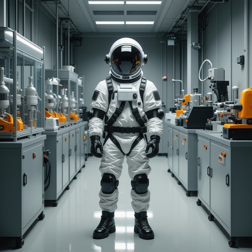 Laboratory with advanced eco-friendly suit cleaning equipment and bio-chemistry setup