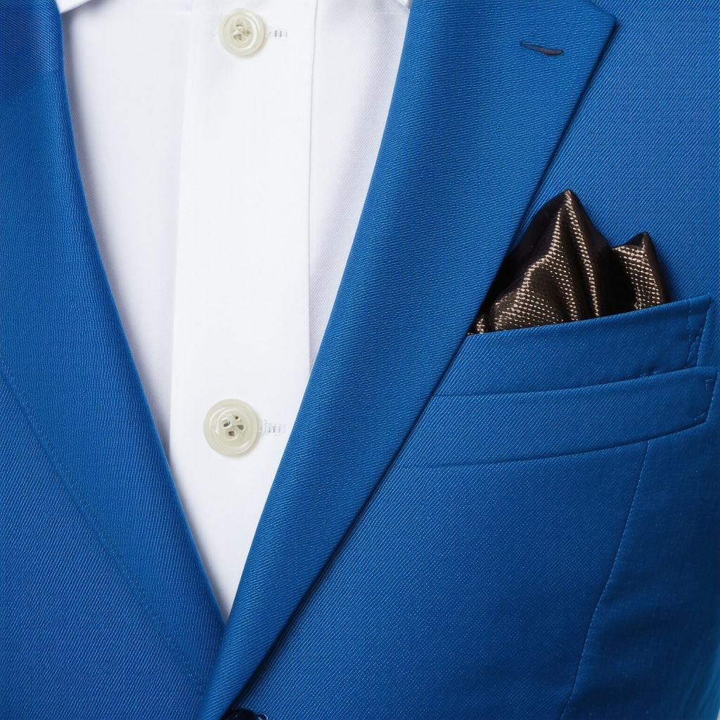 Close-up of nanotech fabric coating on suit material showing water and stain resistance