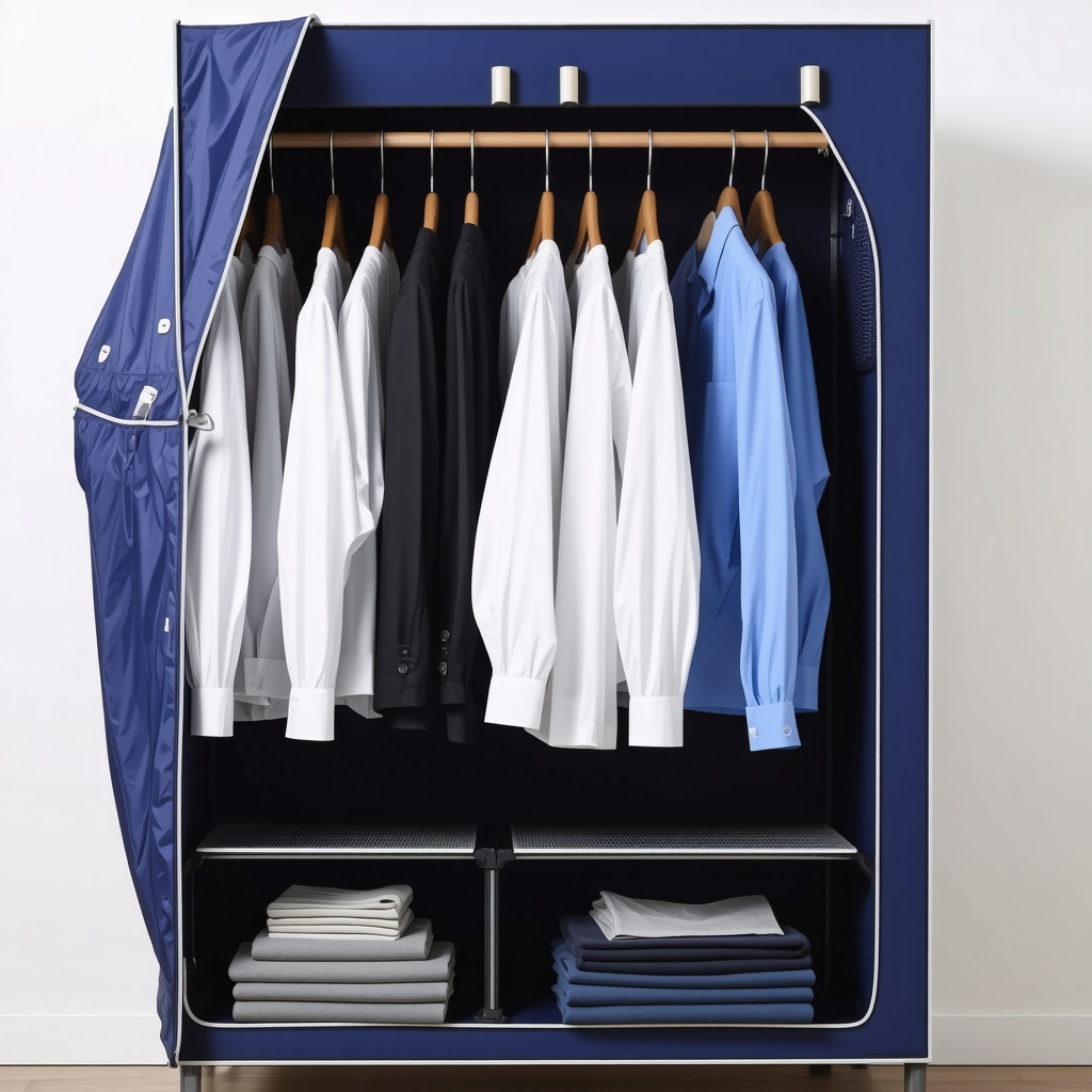 A sophisticated wardrobe with breathable garment bags and moisture-absorbing accessories for suit preservation in Tampa Bay.