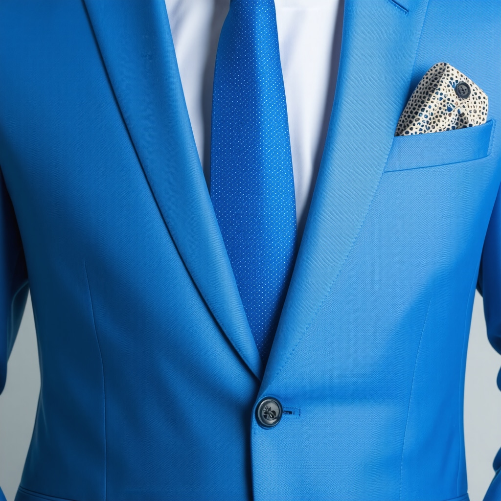 Close-up image showing nanotechnology-enhanced cleaning process on a luxury wool suit fabric with visible nanoparticles removing stains