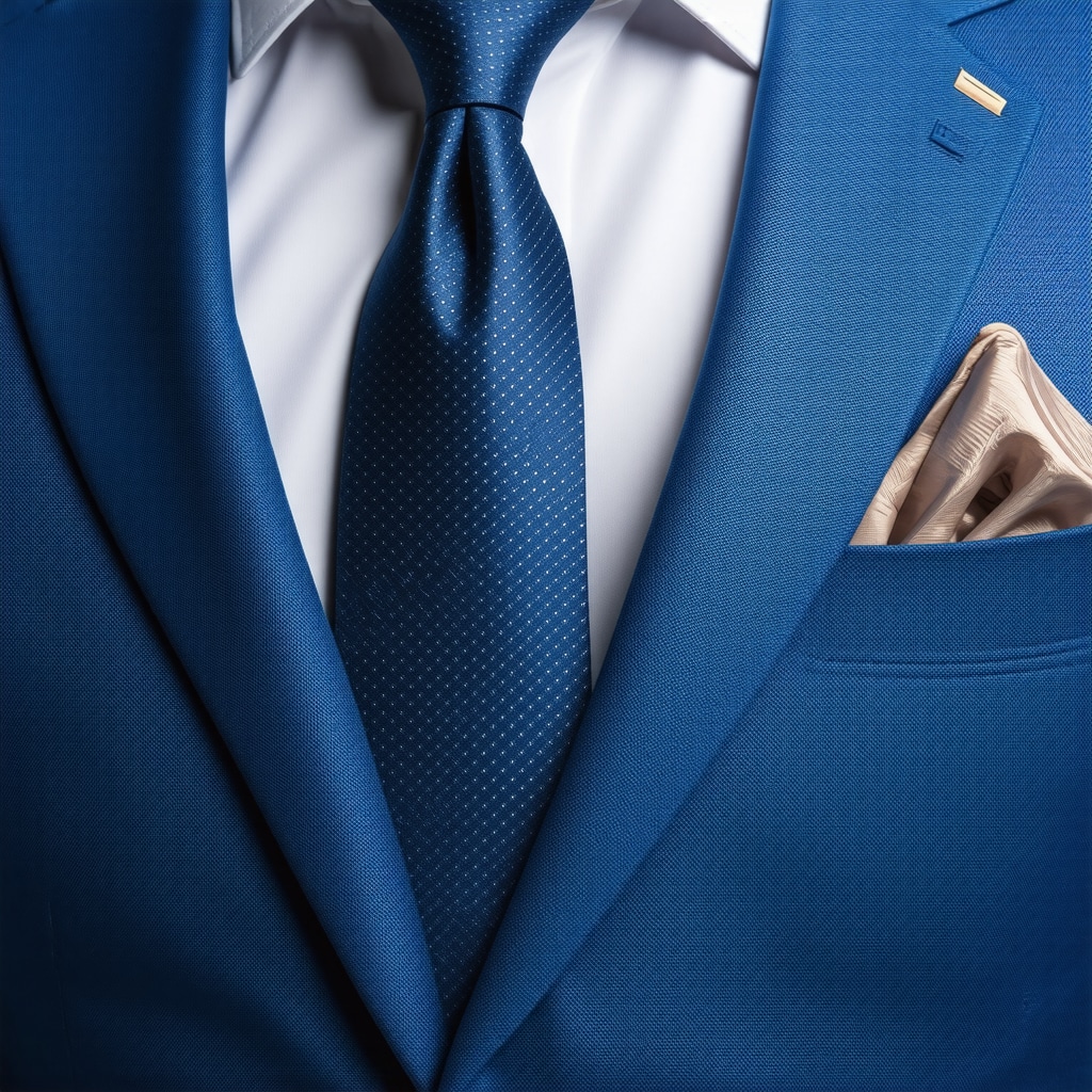 Close-up of suit fabric treated with nanotechnology coating showing enhanced water resistance