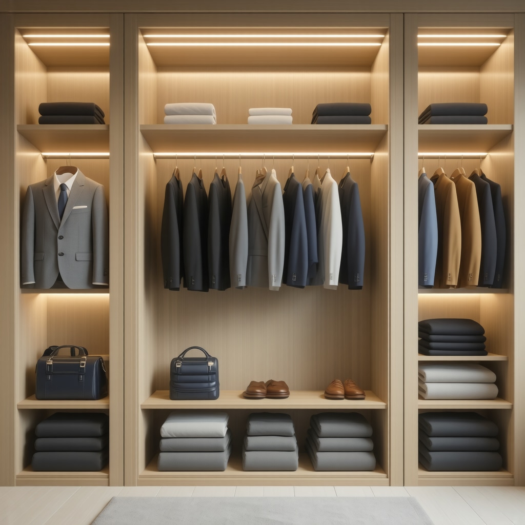 Smart closet interior with IoT sensors monitoring environment for linen suits