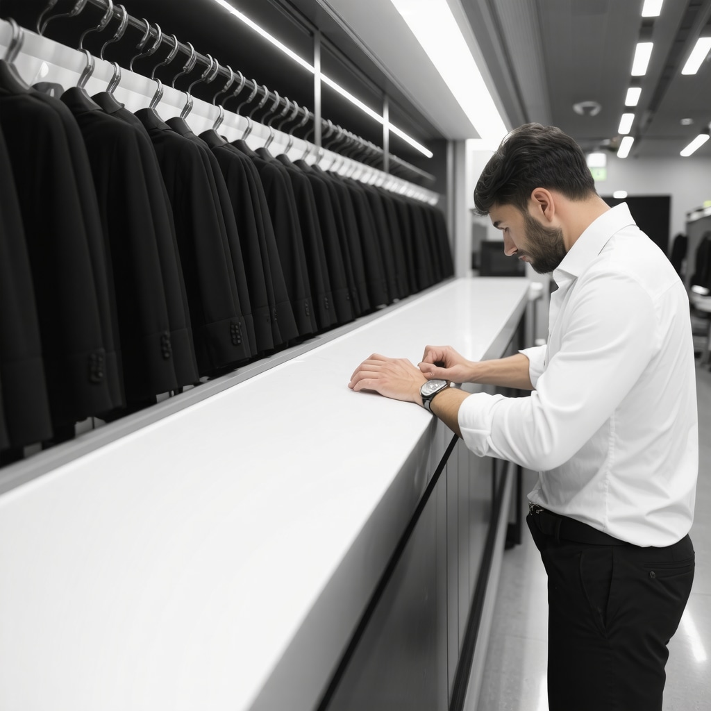 Advanced textile analysis equipment, AI scheduling screens, eco-friendly electric delivery vans, and skilled technicians pressing luxury suits in Tampa Bay