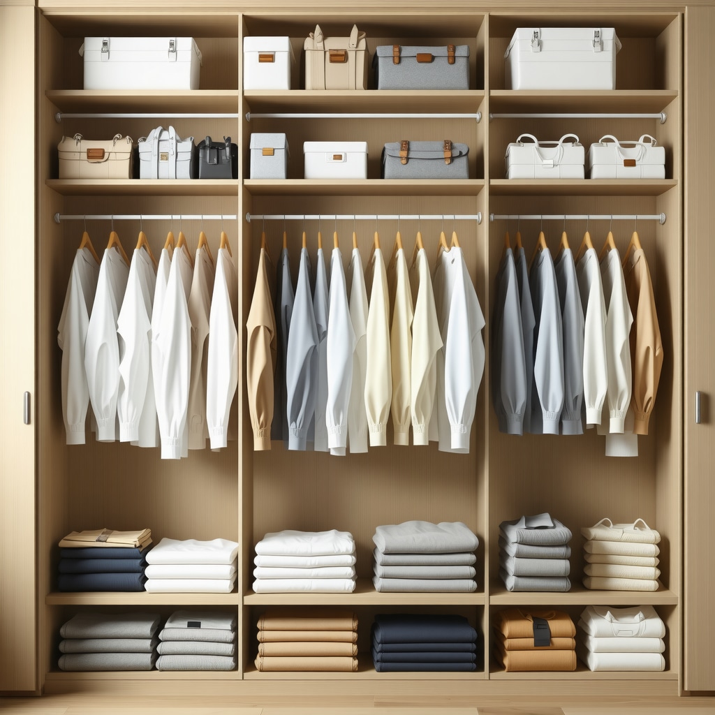 Well-organized wardrobe in Tampa Bay with suit storage and moisture control for fabric preservation