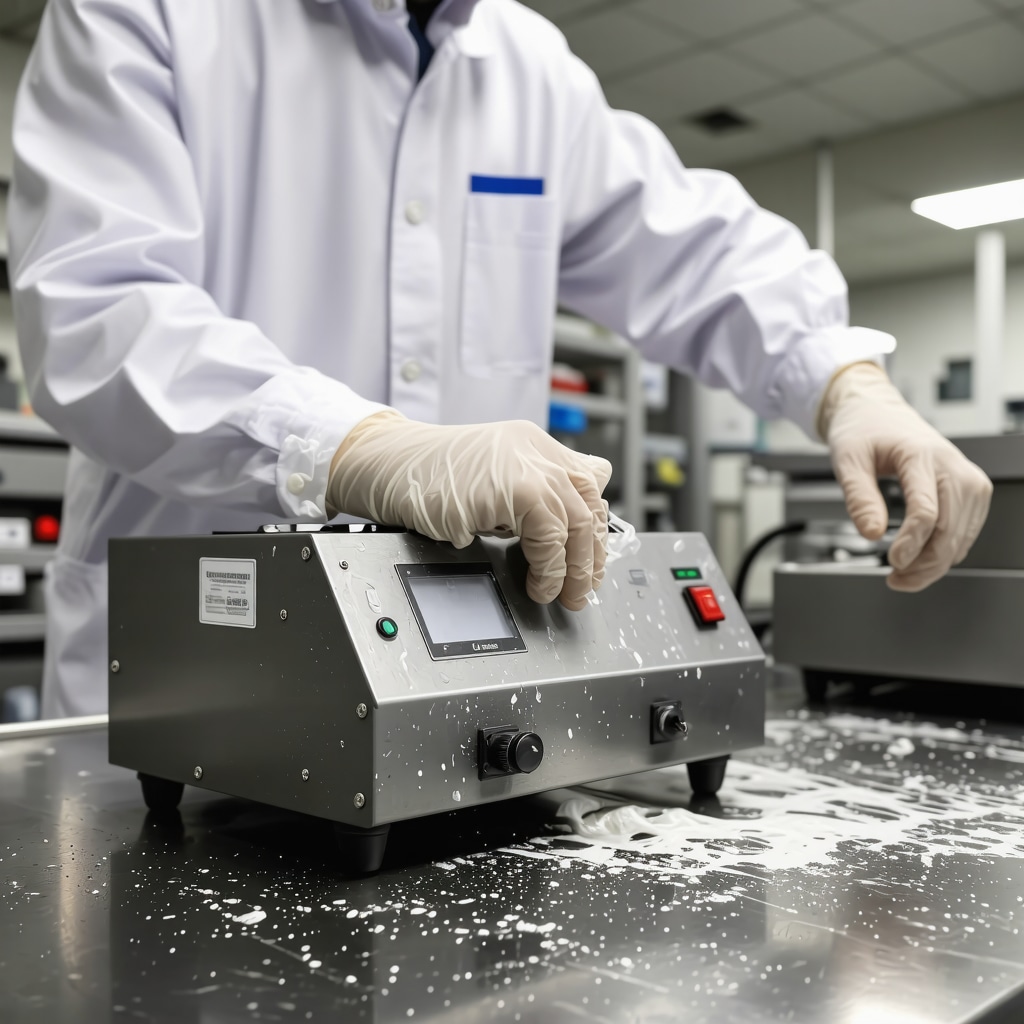 Modern ultrasonic cleaning equipment used for eco-friendly suit maintenance