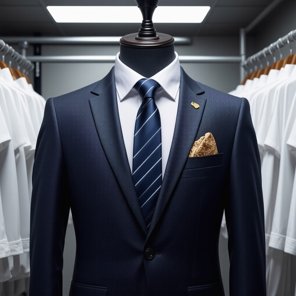Ultrasonic cleaning process on a premium suit in a modern fabric care lab