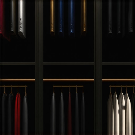 Luxurious wardrobe with climate-controlled storage and high-quality suits for preservation