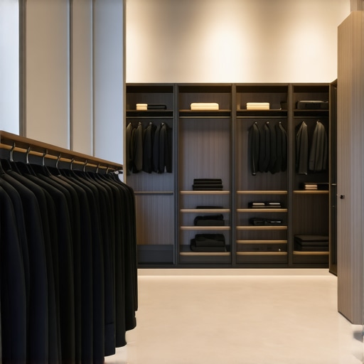 Modern closet with climate control, suits stored with cedar blocks and natural deodorizers