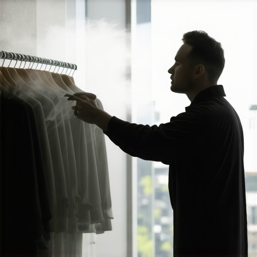 Technician steaming high-end suits with eco-friendly equipment in Tampa Bay