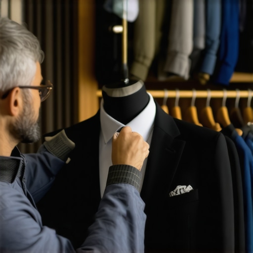 Dry cleaner inspecting a suit to ensure proper care and preservation.