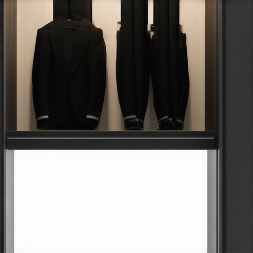 Modern closet with climate-controlled storage for suits, demonstrating ideal preservation conditions.