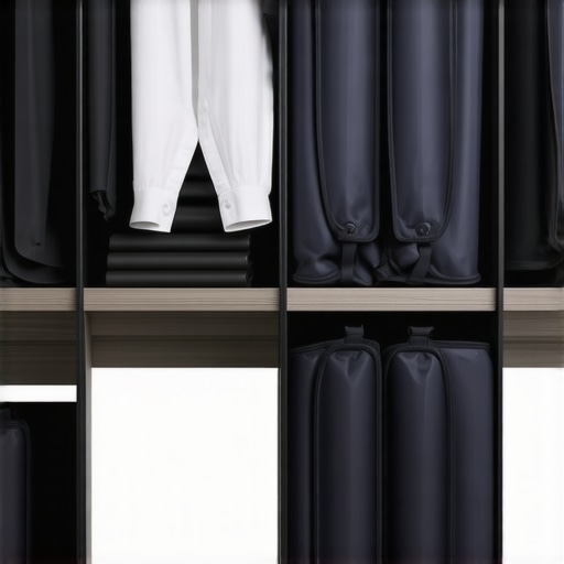 Wardrobe with suits in breathable bags, climate control devices, and pest deterrents