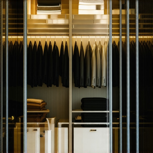 Closet with suits on padded hangers in a climate-controlled Tampa Bay environment