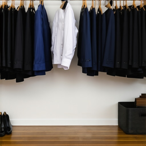 Closet with suits on cedar hangers and humidity control