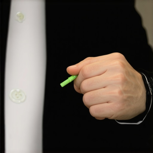 Close-up of eco-friendly suit cleaning process with green solvents and fabric care tools