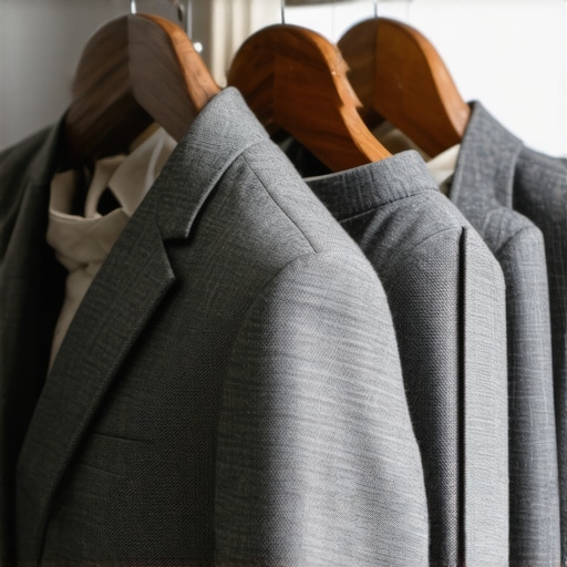Wool and linen suits hanging in a closet with proper storage