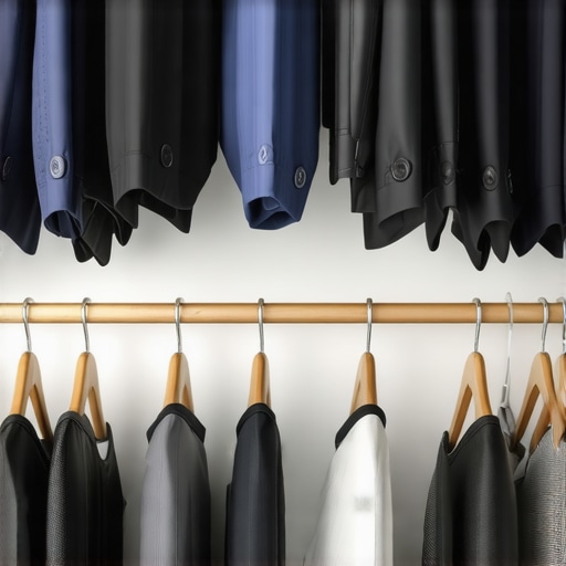Closet with suits on wooden hangers, garment bags, and good lighting, demonstrating optimal suit preservation.